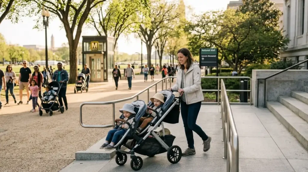 How accessible are DC sites for families with strollers?