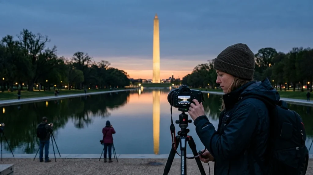 How can photographers optimize their settings for Washington Monument shots?