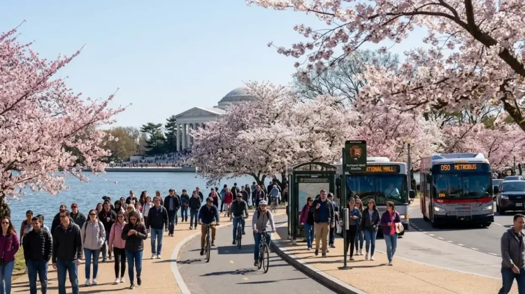 What transportation and access options work best for cherry blossom viewing?