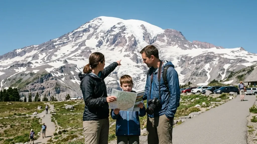 How can visitors plan an efficient Mount Rainier scenic‑drive day?