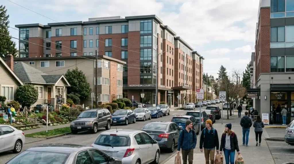 What impact does Nordheim Court have on nearby residents and businesses?