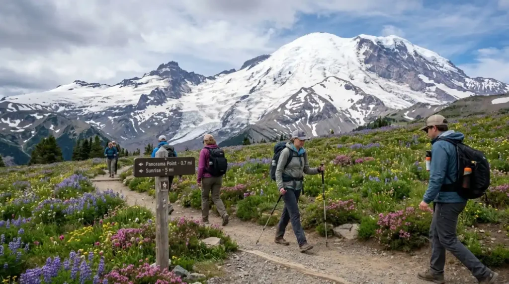 What safety considerations apply during wildflower viewing?